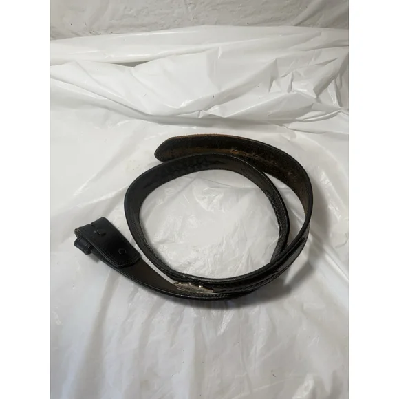 Double J Saddlery Belt Leather Western Belt Size 34 Silver gold trim